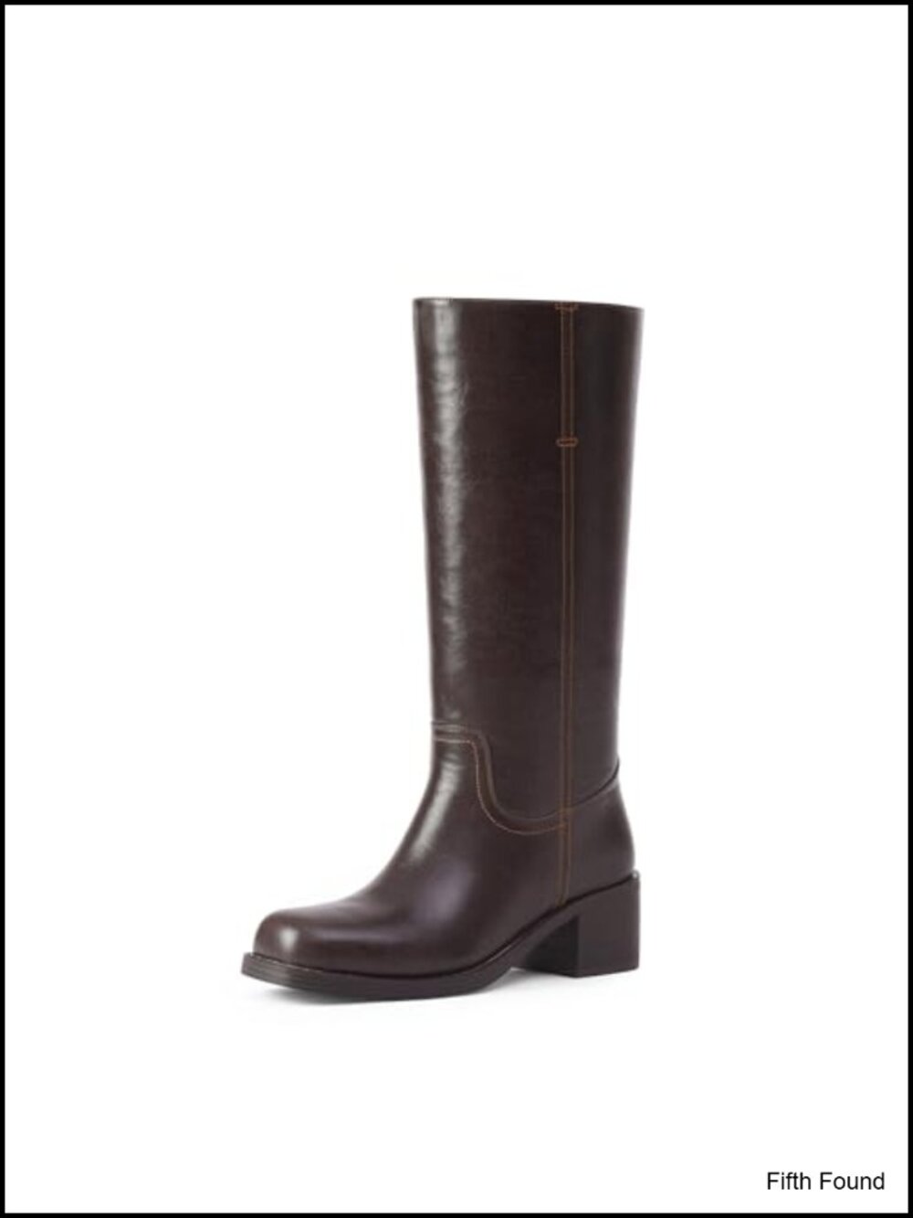 Women's Mid Calf Faux Leather Boots Chunky Block Low Heel Square Toe Casual